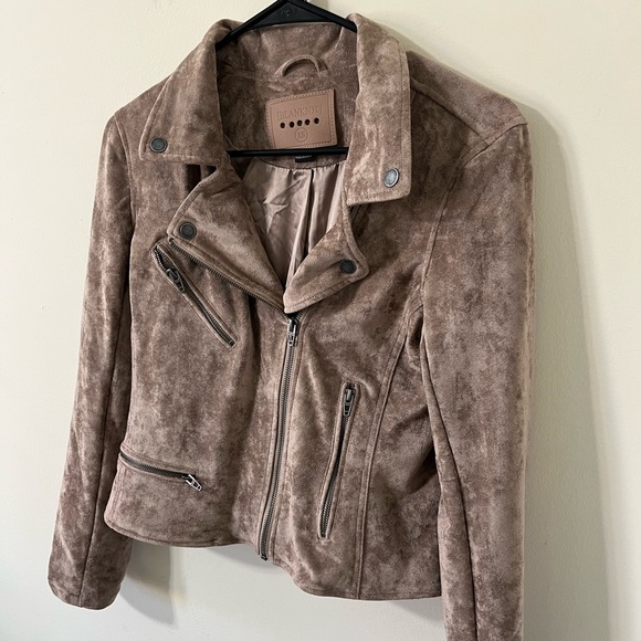 Blank NYC Suede Brown Moto Full Zip Collared Jacket Size XS - Picture 2 of 10